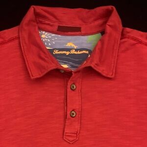 TOMMY BAHAMA SS Red Pima Cotton 3 Button Polo